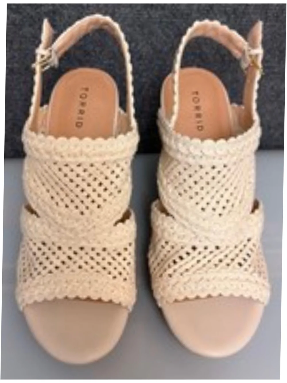 Torrid Cream Crochet Slingback Sandals